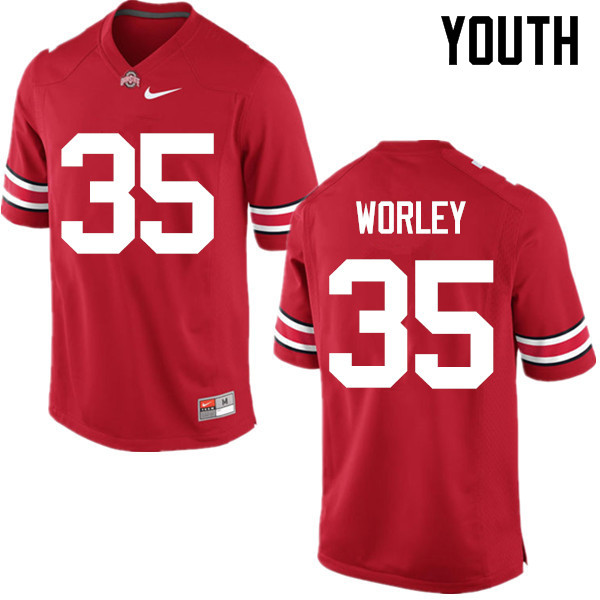 Ohio State Buckeyes Chris Worley Youth #35 Red Game Stitched College Football Jersey